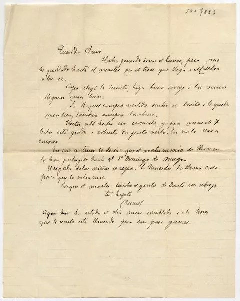 [Carta] [1892?], [Malloa?] [para Doña Irene Lazcano Echaurren]  [manuscrito]