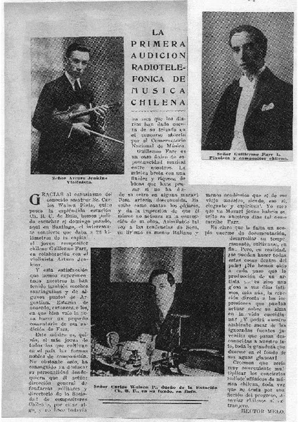 La primera audición radiotelefónica de música chilena  [artículo]