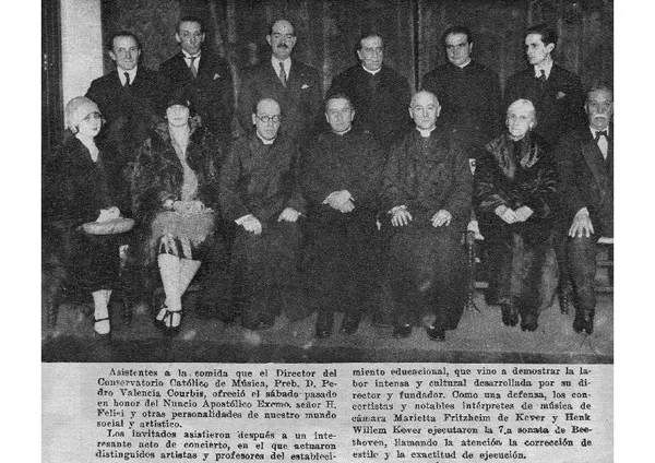 Asistentes a la comida que el Director del Conservatorio Católico de Música  [artículo]