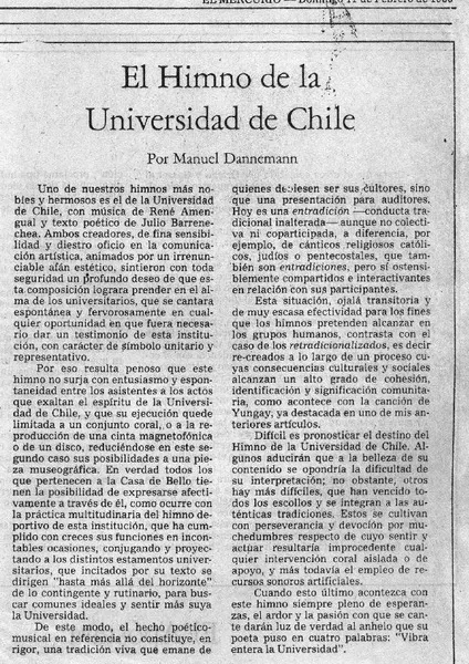 El Himno de la Universidad de Chile  [artículo]