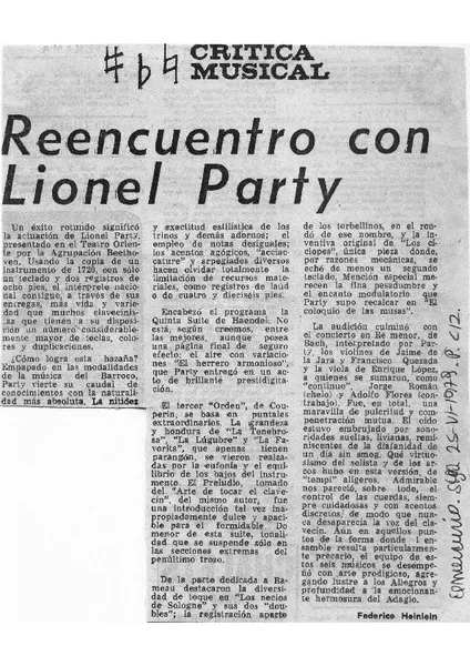 Crítica Musical Reencuentro con Lionel Party [artículo]