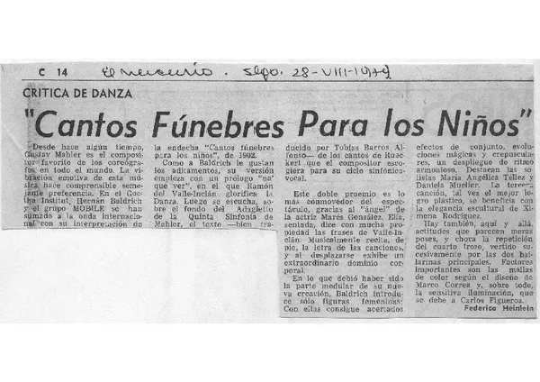 Crítica de Danza "Cantos Fúnebres para los Niños" [artículo]
