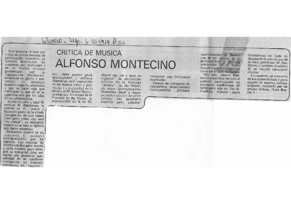 Crítica de Música Alfonso Montecino [artículo]
