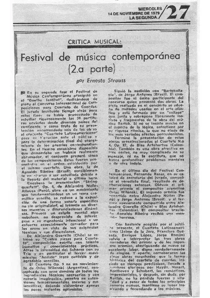 Festival de música contemporánea (2a. parte)  [artículo]