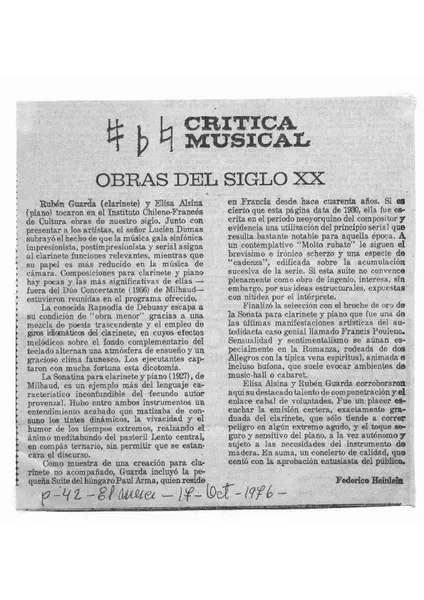 Obras del Siglo XX Crítica Musical [artículo]