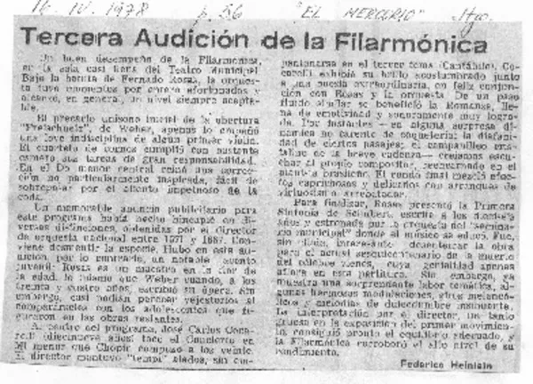 Crítica Musical Tercera Audición de la Filarmónica [artículo]