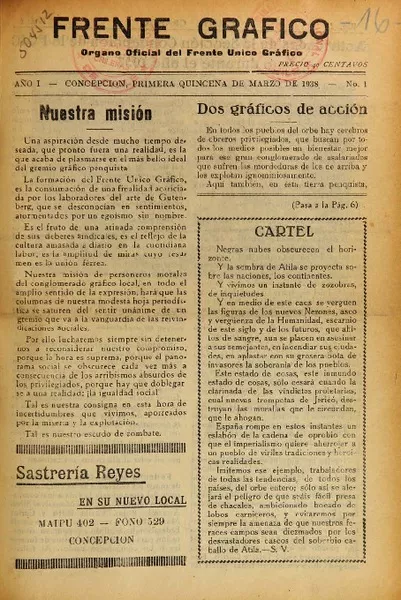 Frente gráfico organo oficial del Frente Unico Gráfico.