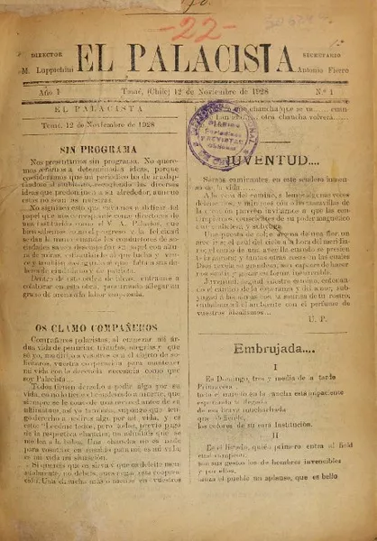 El Palacista órgano del Centro Vicente A. Palacios.