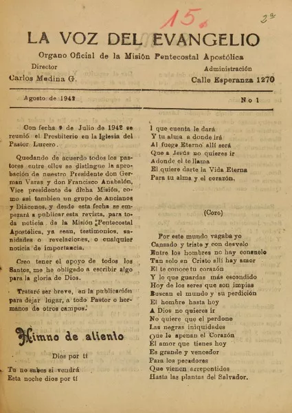 La Voz del Evangelio órgano oficial de la Misión Pentecostal Apostólica.