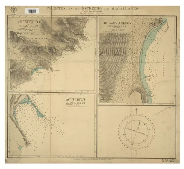 Puertos en el Estrecho de Magallanes  [material cartográfico] por la Marina Nacional.
