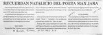 Recuerdan natalicio del poeta Max Jara  [artículo].