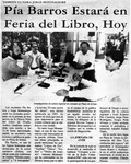 Pía Barros estará en Feria del Libro, hoy  [artículo].