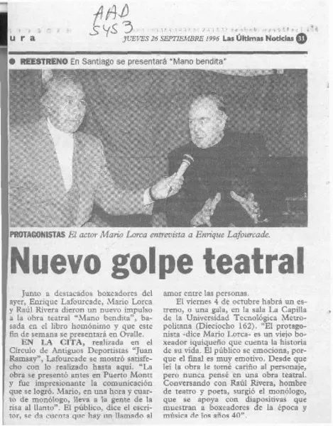Nuevo golpe teatral  [artículo].