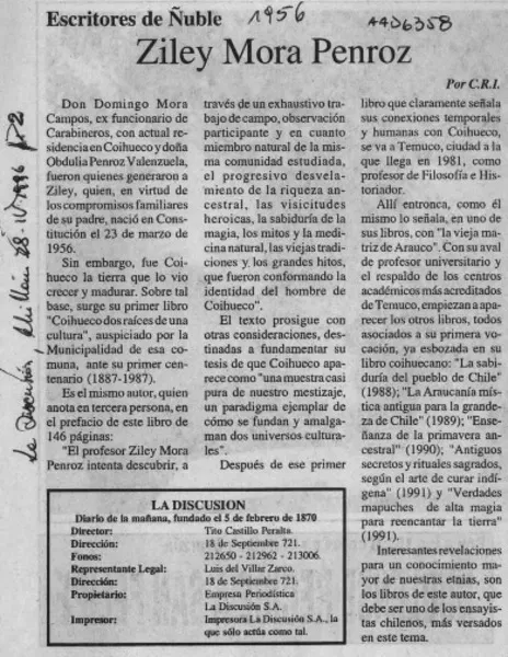 Ziley Mora Penroz  [artículo] C. R. I.