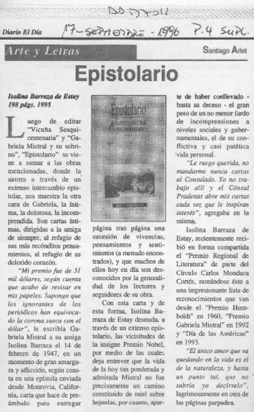 Epistolario  [artículo] Santiago Arlet.