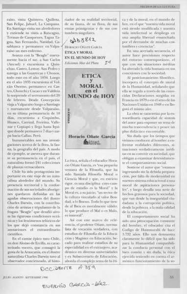 Etica y moral en el mundo de hoy  [artículo] Eugenio García-Díaz.
