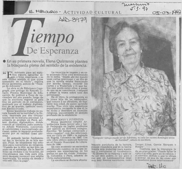 Tiempo de esperanza  [artículo].