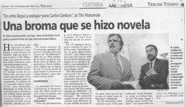 Una Broma que se hizo novela  [artículo]