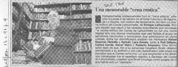 Una Memorable "cena erótica"  [artículo].