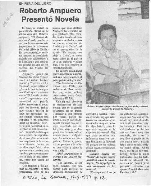 Roberto Ampuero presentó novela  [artículo].