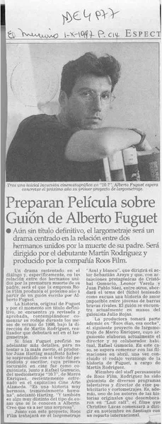 Preparan película sobre guión de Alberto Fuguet  [artículo].
