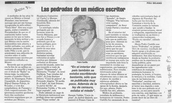 Las pedradas de un médico escritor  [artículo] Poli Délano.
