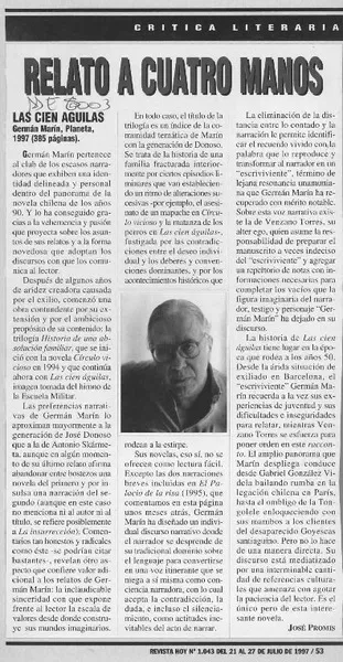 Relato a cuatro manos  [artículo] José Promis.