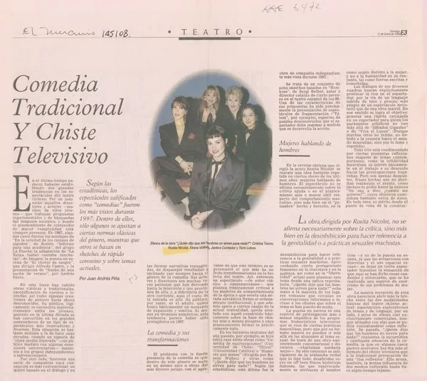Comedia tradicional y chiste televisivo  [artículo] Juan andrés Piña.