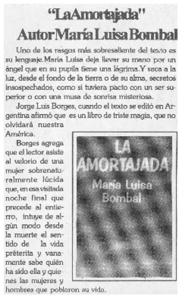 "La Amortajada", autor María Luisa Bombal  [artículo].