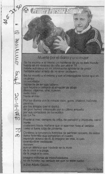Muerte por el diario y una mujer  [artículo] Sebastián Correa.
