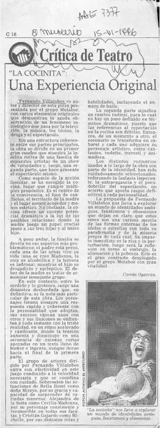 "La cocinita", una experiencia original  [artículo] Carola Oyarzún.