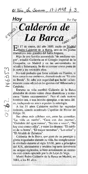 Calderón de la Barca  [artículo].