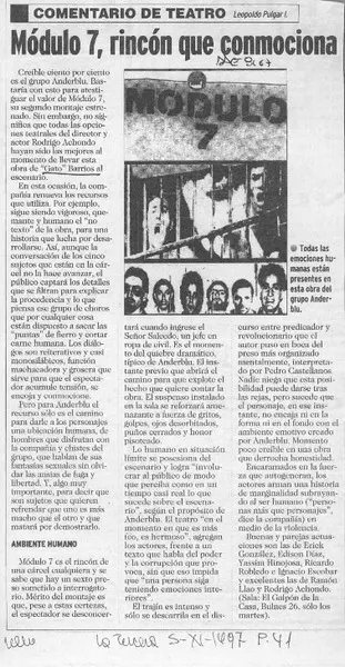 Módulo 7, rincón que conmociona  [artículo] Leopoldo Pulgar I.