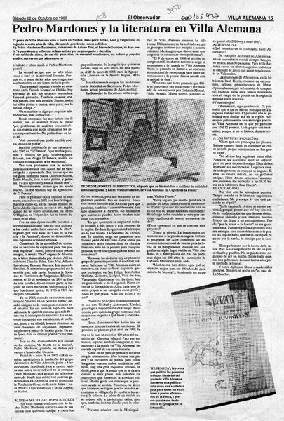 Pedro Mardones y la literatura en Villa Alemana  [artículo].