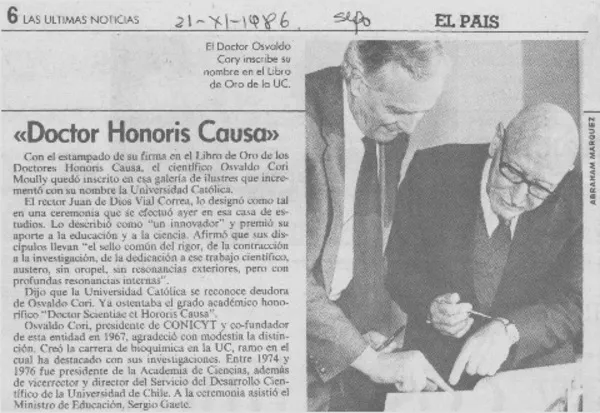 "Doctor Honoris Causa"  [artículo].