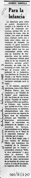 Para la infancia  [artículo] Andrés Sabella.