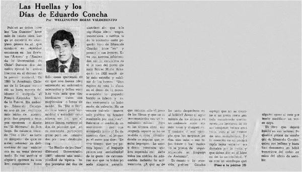 Las huellas y los días de Eduardo Concha  [artículo] Wellington Rojas Valdebenito.
