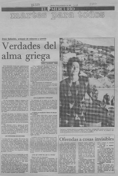 Verdades del alma griega [entrevista] [artículo] : Diego Ramírez Toro.