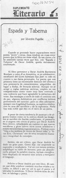 Espada y taberna  [artículo] Silvestre Fugellie.