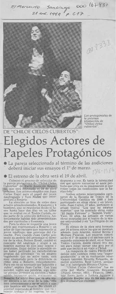 Elegidos actores de papeles protagónicos  [artículo].