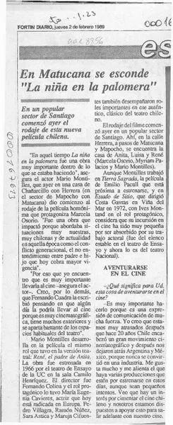 En Matucana se esconde "La niña en la palomera"  [artículo].