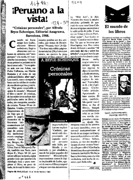Peruano a la vista!  [artículo] José Leal.