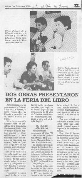 Dos obras presentaron en la Feria del Libro  [artículo].