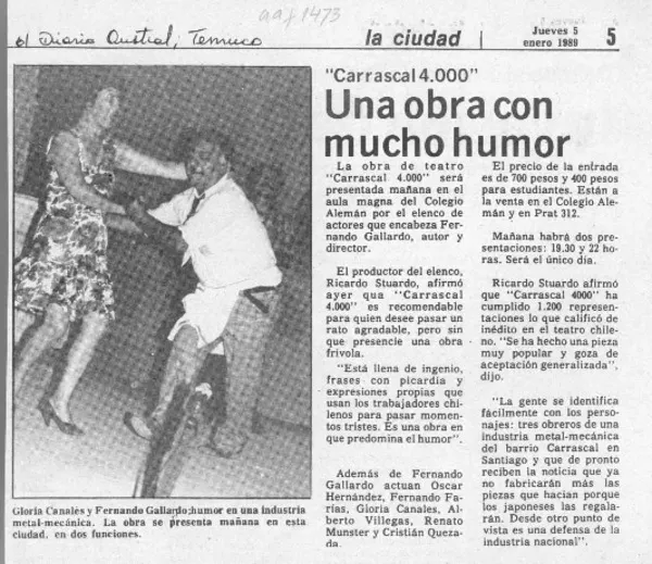 Una Obra con mucho humor  [artículo].