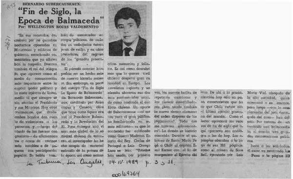 "Fin de siglo, la época de Balmaceda"  [artículo] Wellington Rojas Valdebenito.
