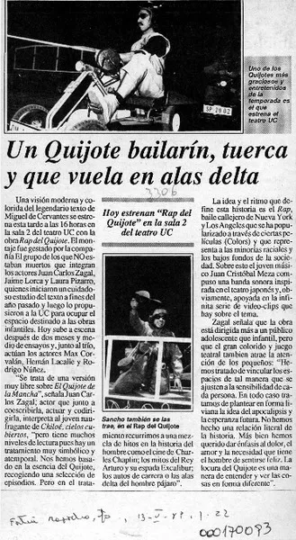 Un Quijote bailarín, tuerca y que vuela en alas delta  [artículo].