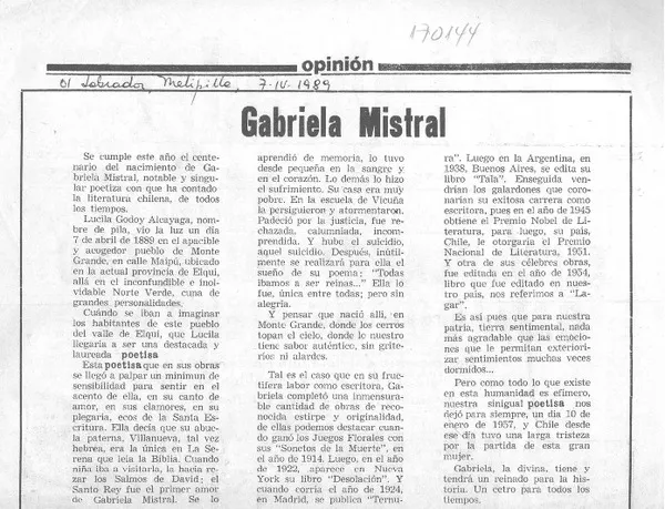 Gabriela Mistral  [artículo].
