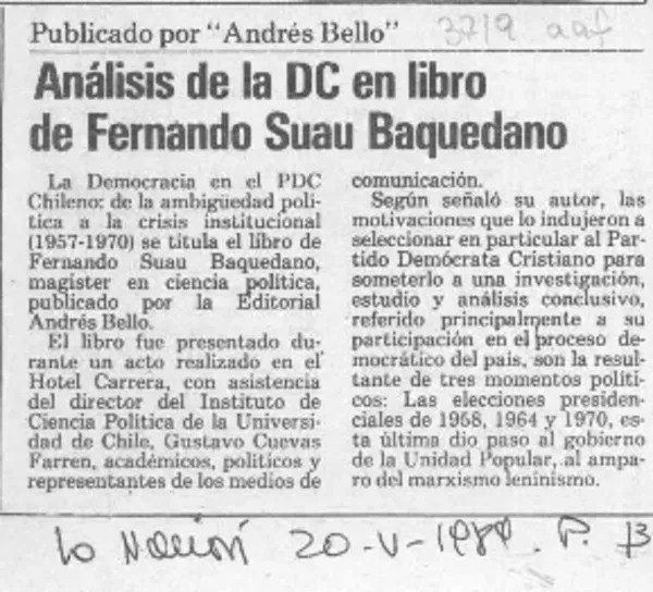 Análisis de la DC en libro de Fernando Suau Baquedano  [artículo].
