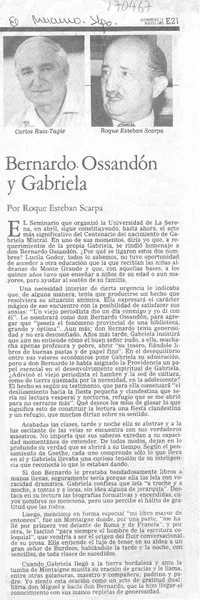 Bernardo Ossandón y Gabriela  [artículo] Roque Esteban Scarpa.