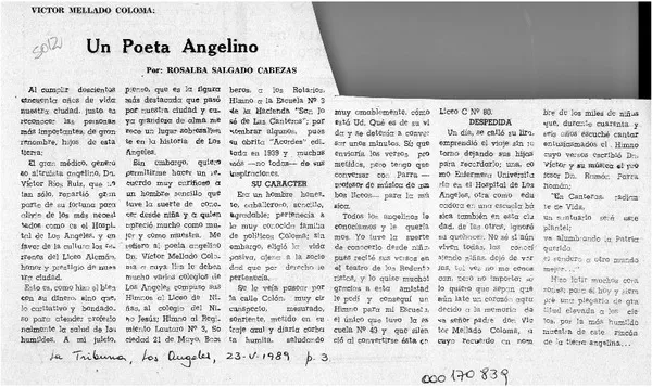 Un poeta angelino  [artículo] Rosalba Salgado Cabezas.